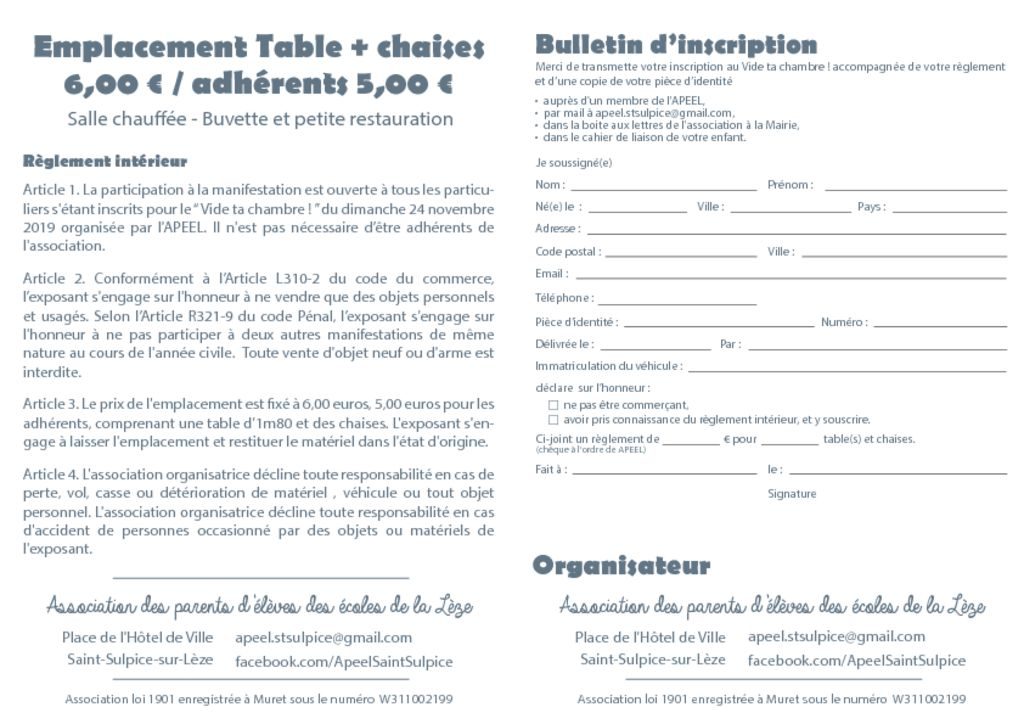 thumbnail of Flyer Vide ta chambre INSCRIPTION