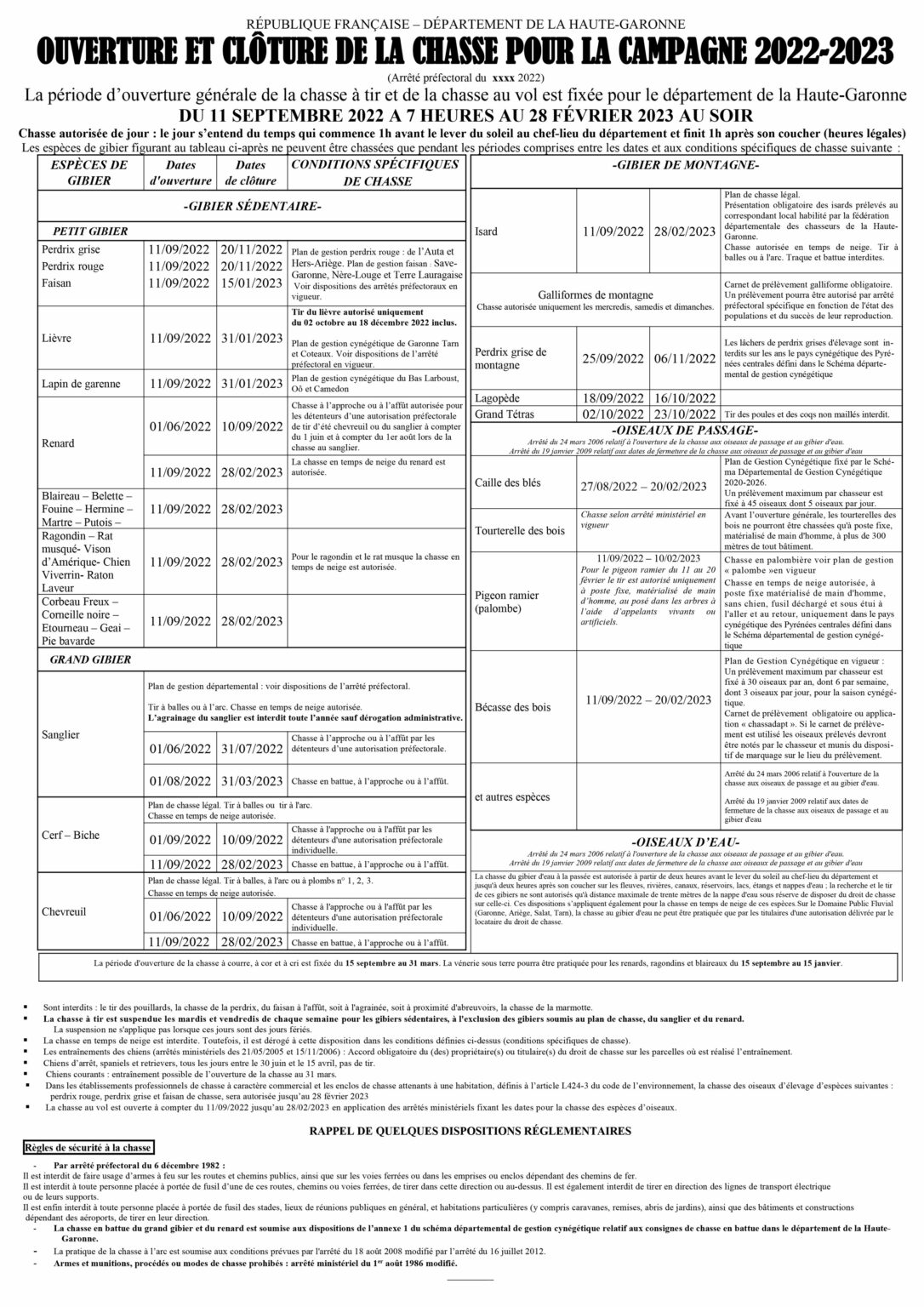 Ouverture et clôture de la chasse de 20222023 St SulpicesurLèze Ouverture et clôture de la chasse de 20222023 St SulpicesurLèze