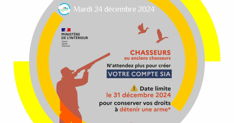 Détenteurs d'armes de chasse : inscription obligatoire au SIA avant fin 2024