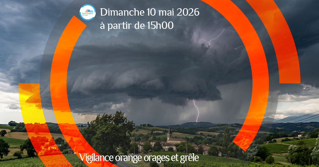Vigilance Orange Orages et Grêle - dimanche 10 mai 2026